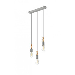 Lumière Suspension Simon Bois,acier Argent 3 ampoules 94cm