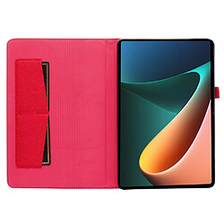 Etui en PU avec support et porte-carte pour votre Xiaomi Pad 5/Pad 5 Pro - rouge