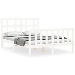 Maison Chic Lit adulte - Cadre Structure de lit avec tête de lit Contemporain blanc 120x200 cm bois massif -MN49093