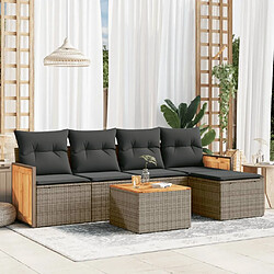 Maison Chic Salon de jardin 6 pcs avec coussins | Ensemble de Table et chaises | Mobilier d'Extérieur gris résine tressée -GKD13079