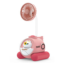 (Rose) Mini Ventilateur De Bureau En Forme De Dessin Animé Chargement Usb Portable Et Compact