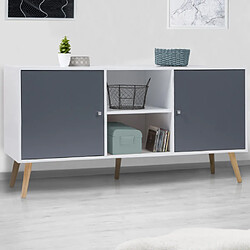 Idmarket MARKET Buffet bas scandinave 140 cm EFFIE 2 portes bois blanc et