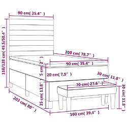 vidaXL Sommier à lattes de lit avec matelas Crème 90x200 cm Tissu pas cher