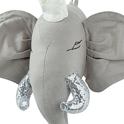 Beliani Décoration murale en peluche gris tête d'éléphant 39 x 33 cm TANTOR pas cher