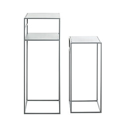 Pegane Lot de 2 tables d'appoints en métal coloris gris