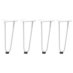 vidaXL Pieds de table en forme d'épingle à cheveux 4 pcs blanc 30 cm