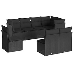 Maison Chic Salon de jardin 8 pcs avec coussins | Ensemble de Table et chaises | Mobilier d'Extérieur noir résine tressée -GKD38975