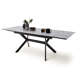 Pegane Table à manger extensible en métal / verre aspect béton - L.160-240 x H.76 x P.90 cm