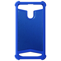 Avizar Coque Smartphone 4.3'' à 4.7'' Silicone Gel Coins Renforcés Dos Effet Cuir Bleu