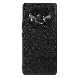 Coque en TPU + cuir véritable texture litchi, antichoc noir pour votre Honor Magic3