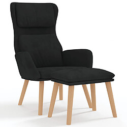 vidaXL Chaise de relaxation avec tabouret Noir Velours