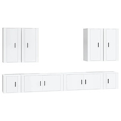 Maison Chic Ensemble de meubles TV 8 pcs pour salon - Blanc brillant Bois d'ingénierie -MN25107