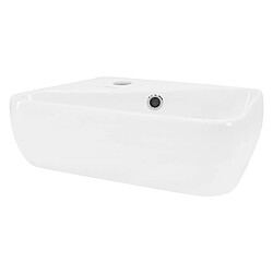 ML-Design Lavabo blanc céramique angulaire évier avec trou de robinet à gauche 450x270 mm