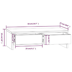 vidaXL Support pour moniteur 50x27x15 cm Bois de pin solide pas cher