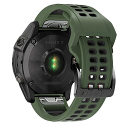 Bracelet en silicone deux rangées de trous, bicolore, attache rapide, 22mm, vert armée/noir pour votre Garmin Fenix 7/Epix