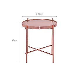 WOMO-DESIGN Table d'appoint ronde plateau en verre cadre en métal cuivre Ø 43 cm pas cher