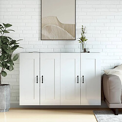 Maison Chic Lot de 2 Armoires murales,Meuble de Rangement,Armoire Suspendue blanc brillant bois d'ingénierie -MN89598