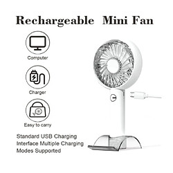 Ventilateur Portable Portatif, Ventilateur USB Batterie Rechargeable 2000 mAh, Direction du vent réglable, Ventilateur de Table De Bureau Ventilateur Électrique De Refroidissement 4 Vitesses (Blanc) pas cher