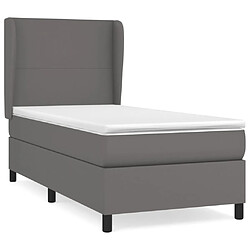 vidaXL Sommier à lattes de lit avec matelas Gris 100x200 cm Similicuir