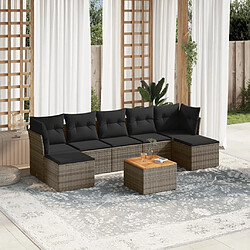 Maison Chic Salon de jardin 8 pcs avec coussins | Ensemble de Table et chaises | Mobilier d'Extérieur gris résine tressée -GKD97983