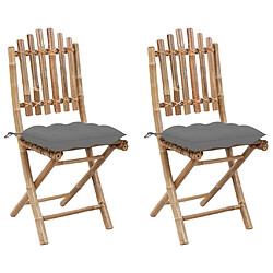 vidaXL Chaises pliables de jardin lot de 2 avec coussins Bambou