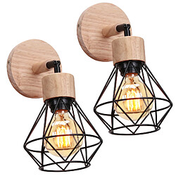 Stoex (2X)Lampe Murale Rétro Noir Applique Murale en Bois Vintage, Applique Murale Moderne Et Minimaliste, Pour Chambre À Coucher, Bar, Bureau, E27