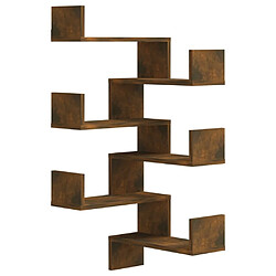 Maison Chic Lot de 2 Étagères d'angle murales flottantes,Etagère de rangement Chêne fumé 40x40x50 cm Bois -MN66759