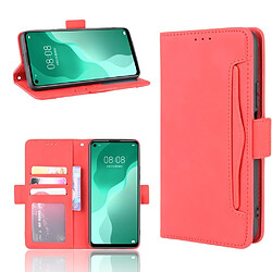 Etui en PU avec plusieurs porte-cartes rouge pour votre Huawei Nova 7 SE/P40 Lite 5G