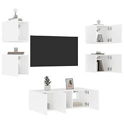 Acheter vidaXL Unités murales TV avec LED 6 pcs blanc bois d'ingénierie