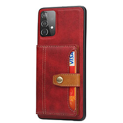 Coque en TPU + PU anti-rayures avec béquille et porte-cartes rouge pour votre Samsung Galaxy A53 5G