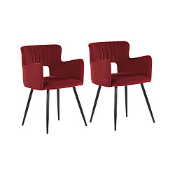 Beliani Chaise de salle à manger SANILAC Set de 2 Velours Rouge foncé