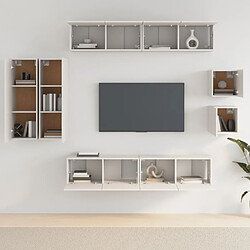 Avis Maison Chic Ensemble de meubles TV 8 pcs | Banc TV Moderne pour salon | Meuble de Rangement - Blanc Bois d'ingénierie -MN98641