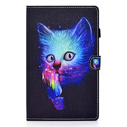 Etui en PU magnétique avec porte-cartes et porte-stylet Chat bleu pour votre Samsung Galaxy Tab A8 (2021) SM-X200/SM-X205