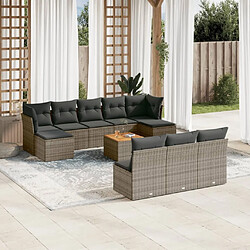 Maison Chic Salon de jardin 11 pcs avec coussins | Ensemble de Table et chaises | Mobilier d'Extérieur gris résine tressée -GKD72509