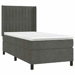 Avis Maison Chic Lit Adulte - Lit simple Lit à sommier tapissier avec matelas moelleux - Meuble de Chambre - Gris foncé 100x200 cm -MN52605