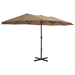 vidaXL Parasol d'extérieur et poteau en aluminium 460x270 cm taupe