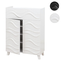 Mendler Commode HWC-N86, Armoire Sideboard Buffet, Design 3D vagues Push-to-open portes 107x76x36cm ~ blanc