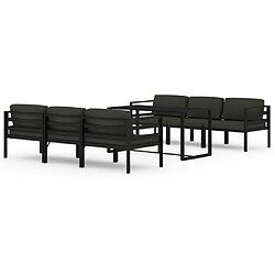 Maison Chic Ensemble Tables et chaises d'extérieur 7pcs avec coussins,Salon de jardin Aluminium Anthracite -GKD784974