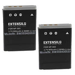 Vhbw EXTENSILO 2x Batteries compatible avec Olympus T100 appareil photo, reflex numérique (800mAh, 3,7V, Li-ion)