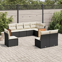 Maison Chic Salon de jardin 8 pcs avec coussins | Ensemble de Table et chaises | Mobilier d'Extérieur noir résine tressée -GKD91184