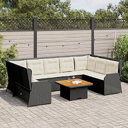 vidaXL Salon de jardin 7 pcs avec coussins Noir Résine tressée