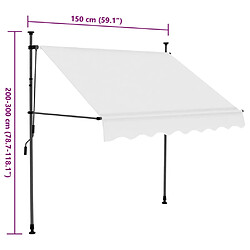 vidaXL Auvent manuel rétractable avec LED 150 cm Crème pas cher