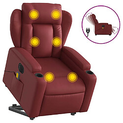 vidaXL Fauteuil inclinable de massage électrique rouge bordeaux