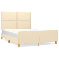 Maison Chic Cadre/structure de lit avec tête de lit pour adulte - Lit Moderne Chambre Crème 140x200 cm Tissu -MN77948