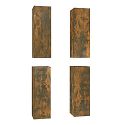 Maison Chic Meubles TV 4 pcs | Banc TV Moderne pour salon | Meuble de Rangement Chêne fumé 30,5x30x90 cm Bois d'ingénierie -MN65431