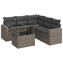 vidaXL Salon de jardin 6 pcs avec coussins gris résine tressée