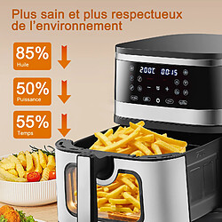 Avis KILISKY Friteuse Sans Huile 8L 1700W, avec fenêtre de visualisation écran tactile LED, friteuse à air isolée - Noir