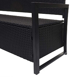 Avis Mendler Poly-Rattan Banc 3 places HWC-F39, Banc de jardin coffre, rangement Coussin d'assise ~ anthracite, coussin noir