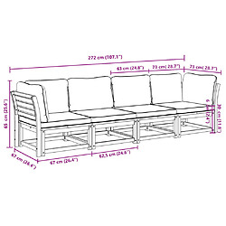 vidaXL Salon de jardin 4 pcs avec coussins Bois d'acacia solide pas cher