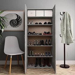 Avis Maison Chic Armoire à Chaussures Gris béton,Meuble de Rangement à Chaussures 80 x 35,5 x 180 cm Aggloméré -MN44001